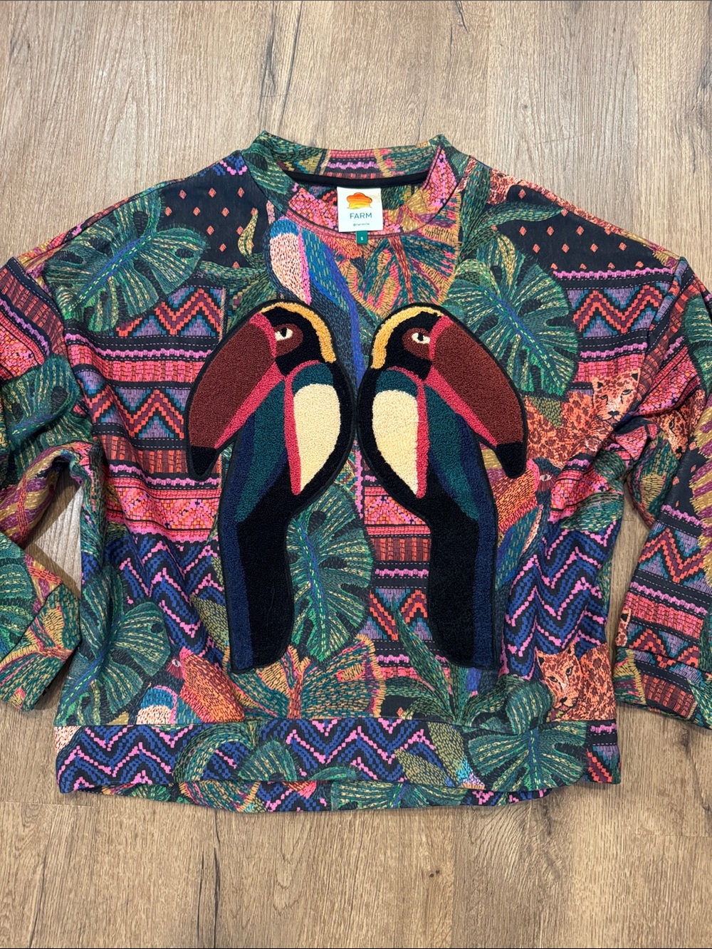FARM Rio Multicolor Toucan Crewneck Sweatshirt